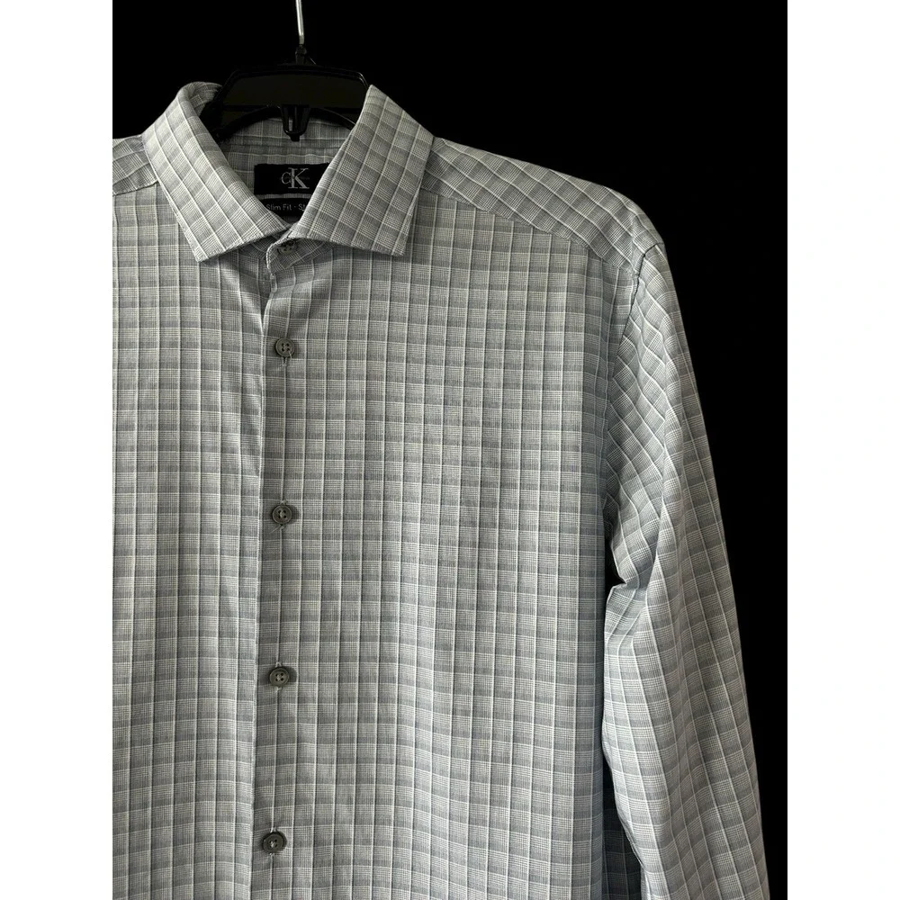 CALVIN KLEIN Men's Slim Fit STRETCH Dress SHIRT Blue 15-15.5 34/35 Size Medium M